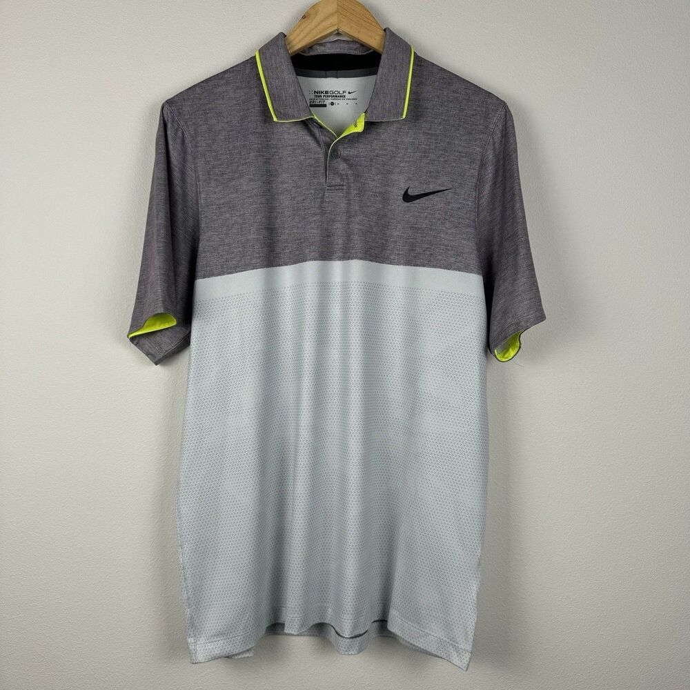 Nike Golf Tour Performance Dri-Fit Polo Shirt Grey Men's Size Medium Stretch